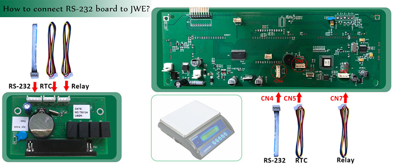 cách kết nối bảng chuyển tiếp rs-232 + rtc + với cân JWE
