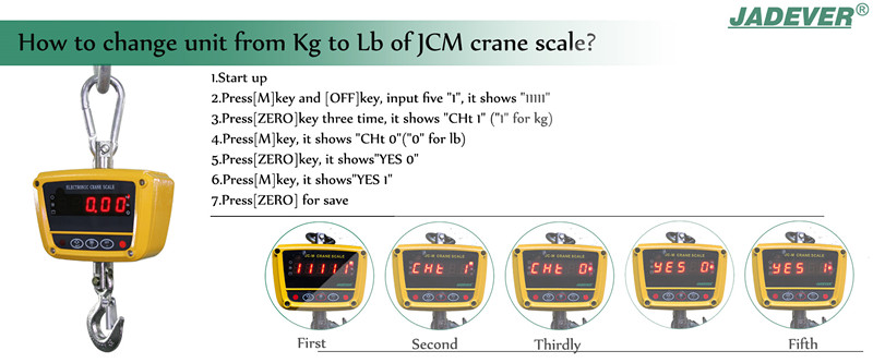 cách thay đổi đơn vị giữa kg và lb của cân cầu trục JCM
