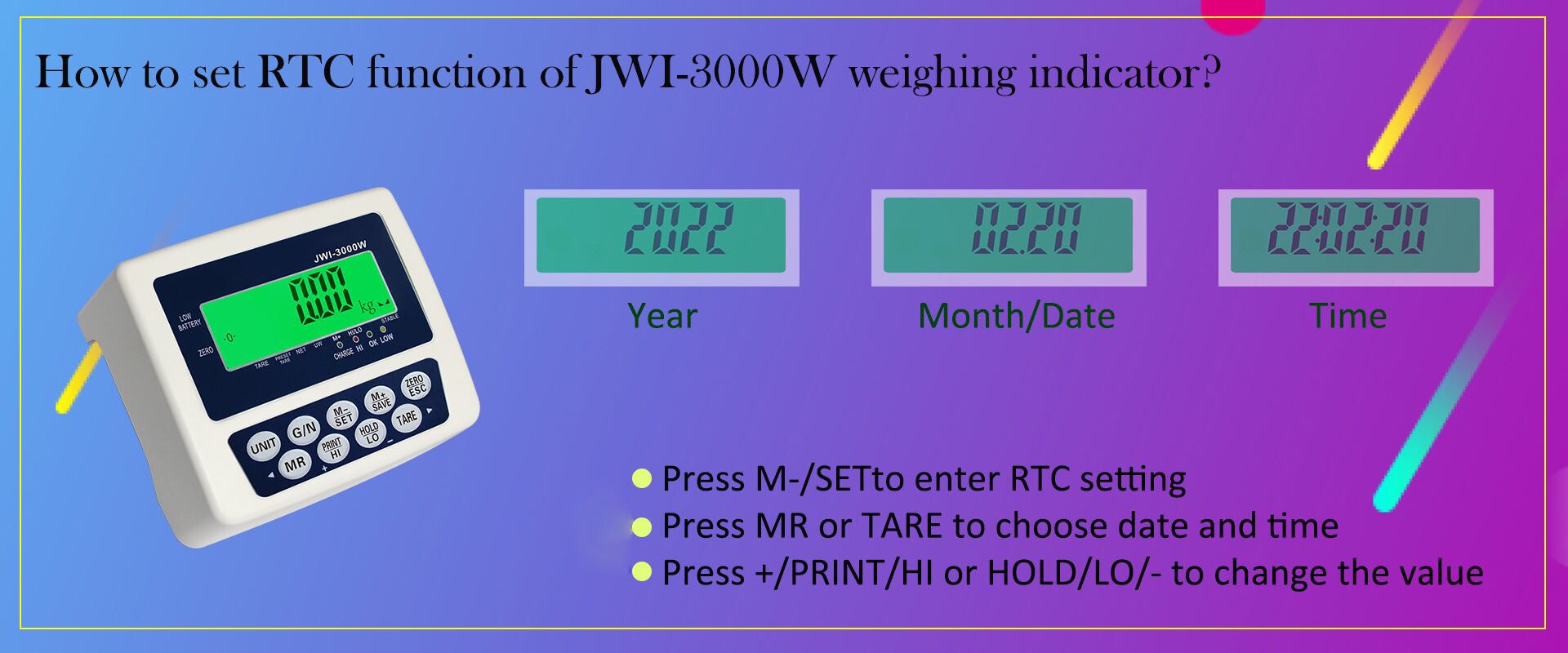 cách cài đặt chức năng RTC của chỉ thị cân công nghiệp JWI-3000W